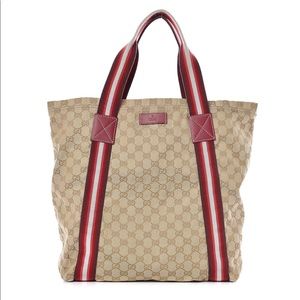 Authentic Gucci GG jacquard Web Stripe Tote